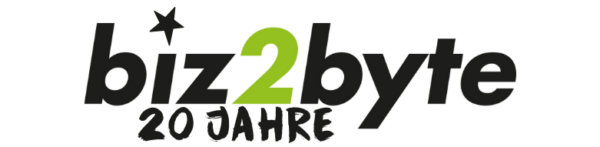 biz2byte Logo schwarz 20 Jahre