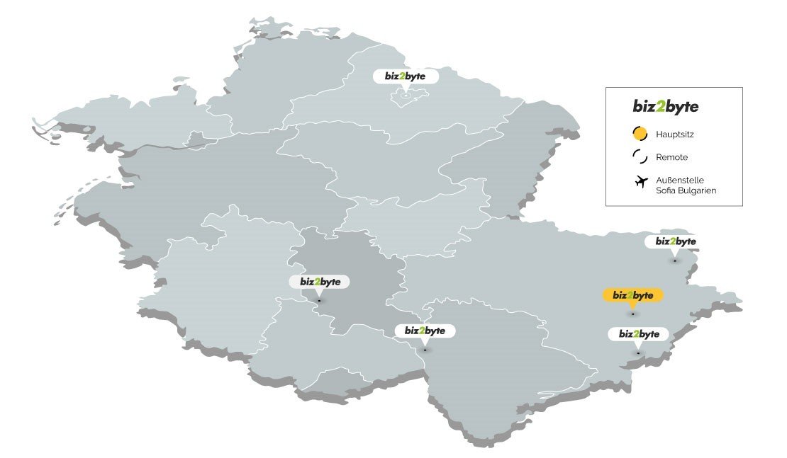 Deutschlandkarte mit biz2byte Standorten